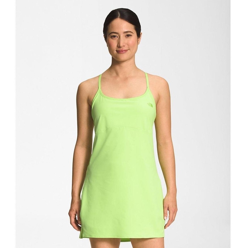 The North Face women’s Arque Dress Sharp Green Racerback Dress built in shorts